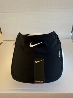 Nike Featherlight Dri-FIT Black Visor Golf Tennis Running Unisex NWT